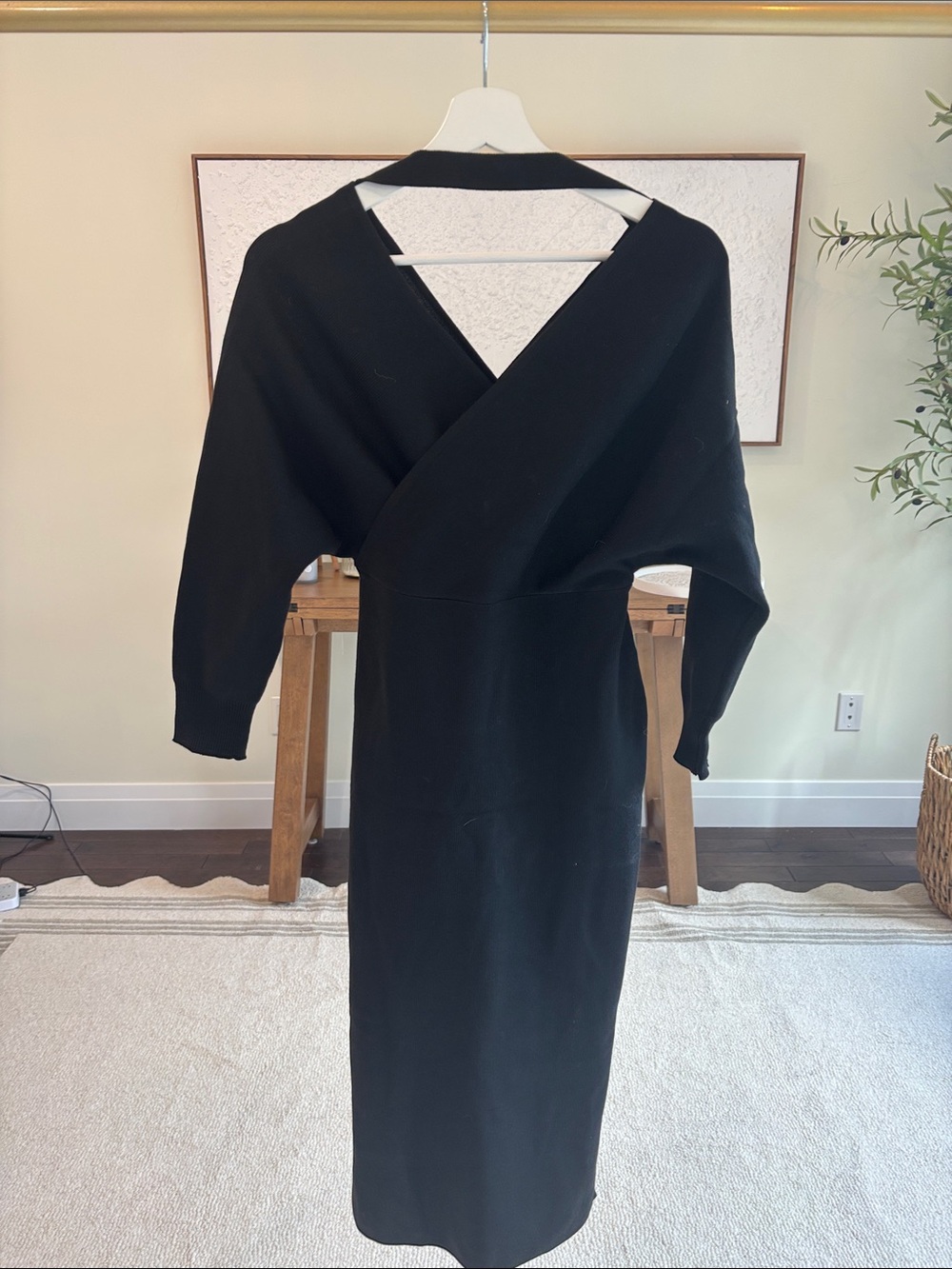Amazon Black Wrap-Back Midi Dress